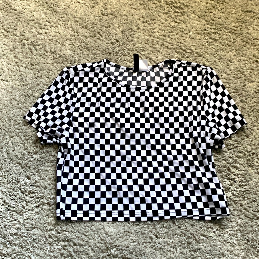 Mesh checkered top